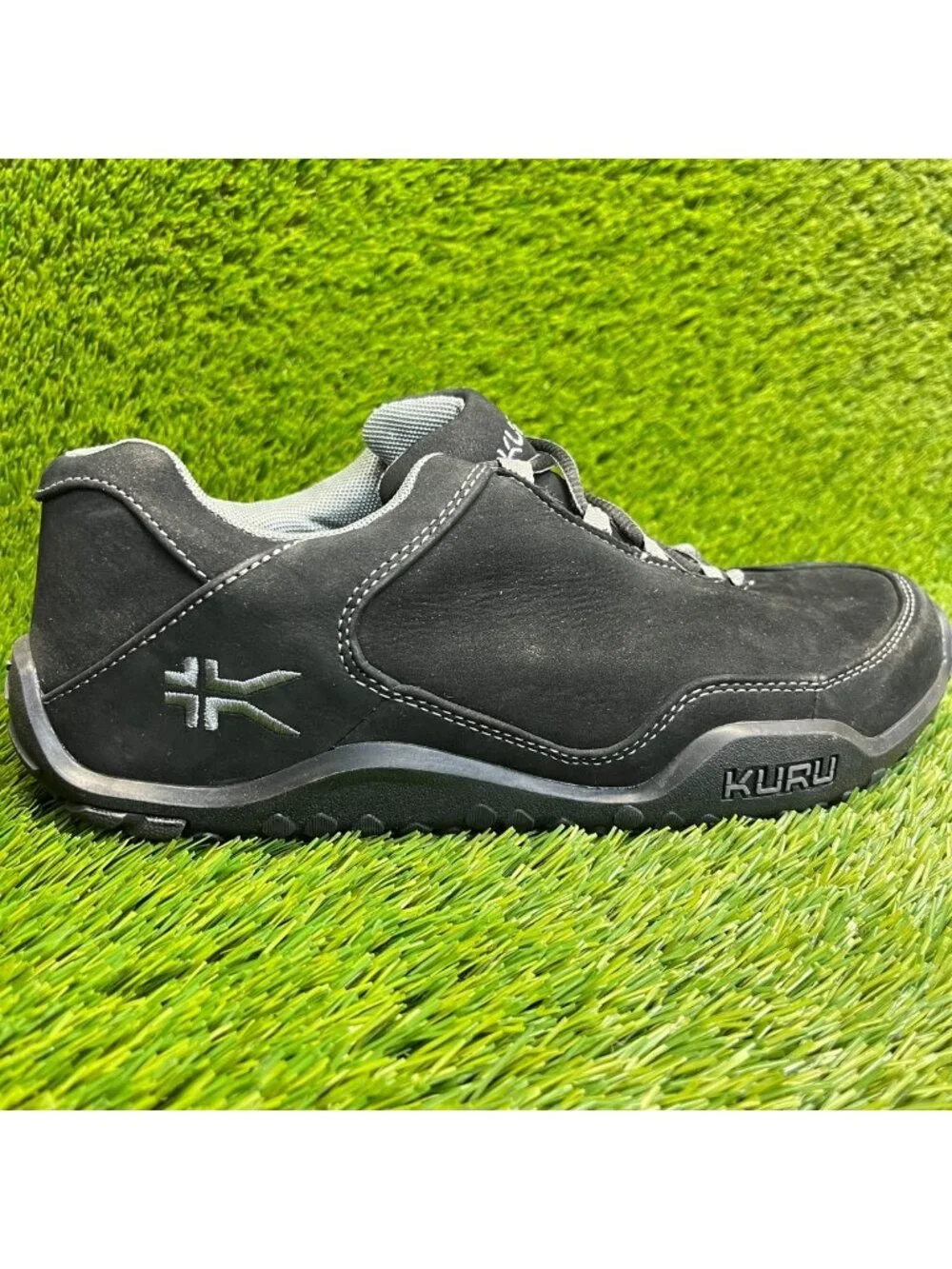 Kuru Chicane Mens Size 8.5 Black Gray Athletic Leather Walking Shoes Sneakers